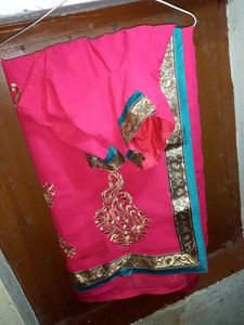 Pink Embroidered Saree
