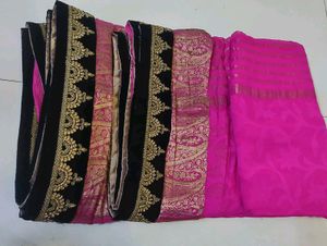 Light Wait Hot Pink With Black Jari Work And Di
