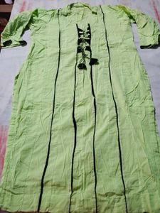 Lime Green Kurta with Black Trim suit set
