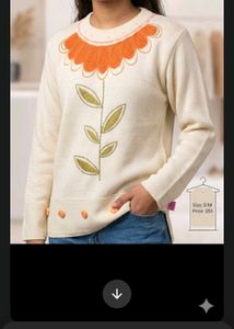 Cream Floral Knit Sweater