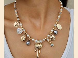 Pearl & Charm Necklace (anti tanish)