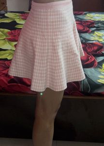 Pink Houndstooth Mini Skirt
