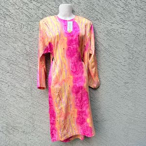 Vibrant Pink &amp; Orange Tie-Dye Kurta