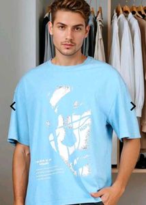 Shein Light Blue Graphic Print Tee