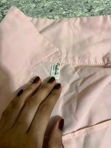 Cute Pink Collared Shirt with Bow Detail
