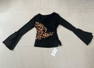 Sparkling Floral Bell Sleeve Top