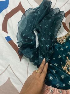 Beautiful Teal &amp; Peach long frock