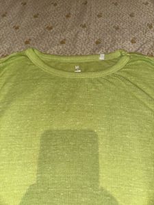 Lime Green Ribbed Crew Neck T-Shirt