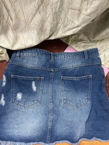 Distressed Denim Mini Skirt
