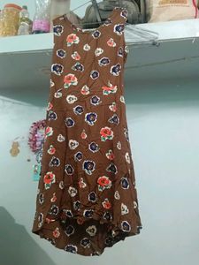 Brown Floral Print Sleeveless Dress