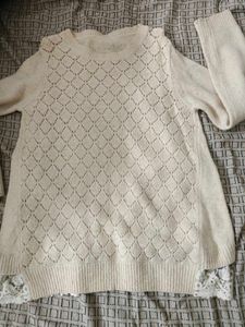 Lace Trim Knit Dress- one mark of fabric at back
