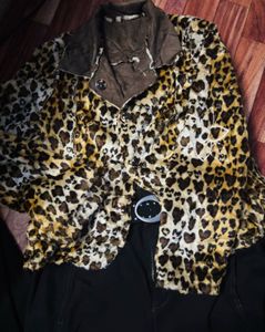 leopard fux fur jacket