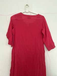 Vibrant Red Textured Kurta