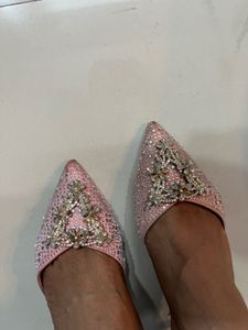 Elegant Pink Jeweled Heels