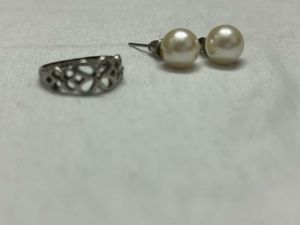 Pearl Earrings and Ring Set
