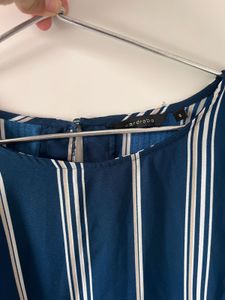 Westside - Chic Blue Striped Ruffle Top