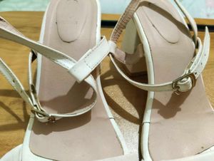 White Strappy Block Heels
