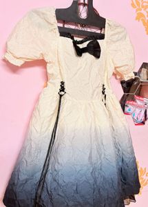 Chic Puff Sleeve Ombre Dress