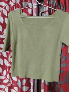 Olive Green Square Neck Top