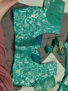 Elegant Teal Saree with Gold Embroidery