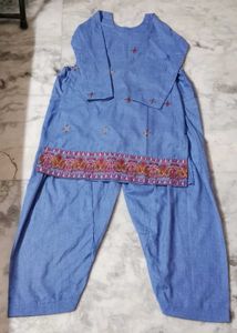 Light Blue Embroidered Kurta salwar set