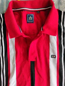 Men's Red Striped Polo Shirt