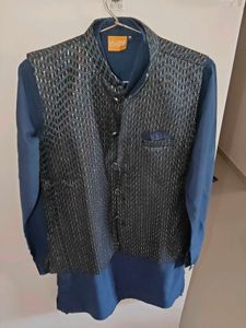 boy's Embellished Sleeveless Jacket with kurta