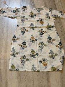 New Cream Floral Print Kurta