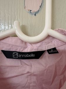 Pink Short Sleeve Button-Up Blouse