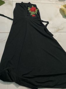 Black Rose Embroidered Dress