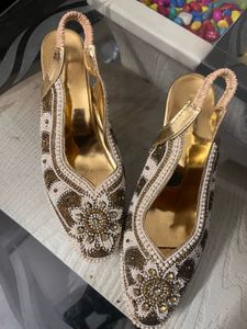 Embroidered Slingback Heels