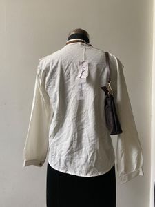 Korean White Collared Ruffle Top