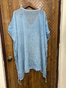 Blue Kaftan Top with Fish Print(brand new )
