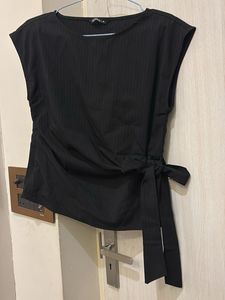 Chic Black Tie-Waist Top