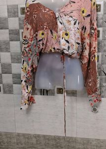 Floral Print Wrap Top