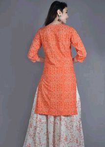 Vibrant Orange Bandhani Kurta Set with Dupatta