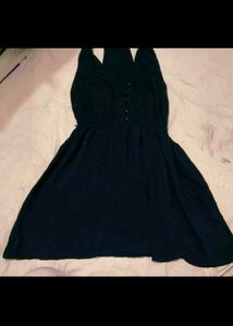 Navy Blue Gauze Mini Dress