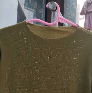 Olive Green Embellished Top
