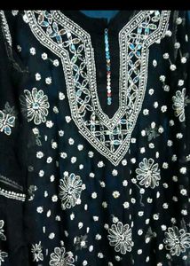Elegant Black mirror Chikankari Kurta