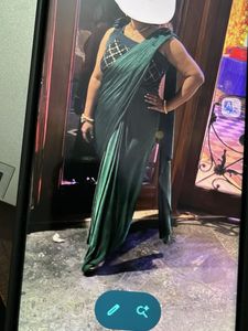 Readymade Green Saree with Embellished Blo
