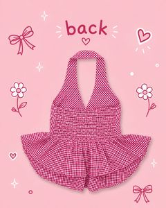 Completely New Rosy Gingham Halter Top