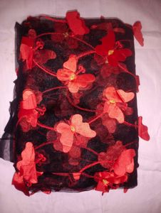 Saree Red Butterflies