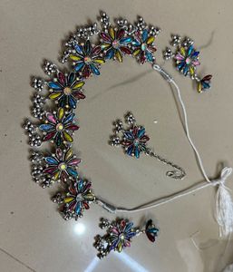 Navratri Colorful Flower Jewelry Set💞