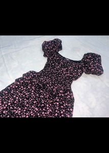 Lolita Floral Puff Sleeve Tiered Dress
