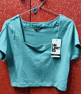 Brand New Teal Square Neck Cropped Top