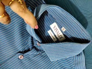 Vivaldi Blue Striped Cotton Rich Shirt