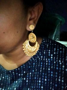 Golden Ethnic Jhumka Earrings