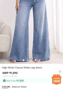 denim wide leg jeans (no delivery charges for u)