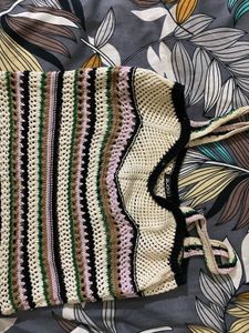 Crocheted Striped Tank Top