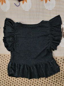 Sparkly Black Ruffle Top